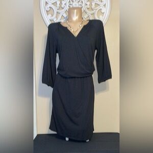 Tommy Bahama womens small 4 6 dress Black 3/4 Sleeve wrap viscose spandex NWOT